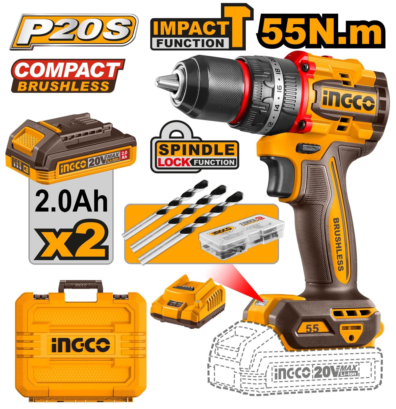 Compact Brushless Cordless Impact Drill